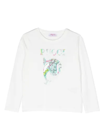 Pucci Junior Kids' Logo-print Long-sleeved T-shirt In White