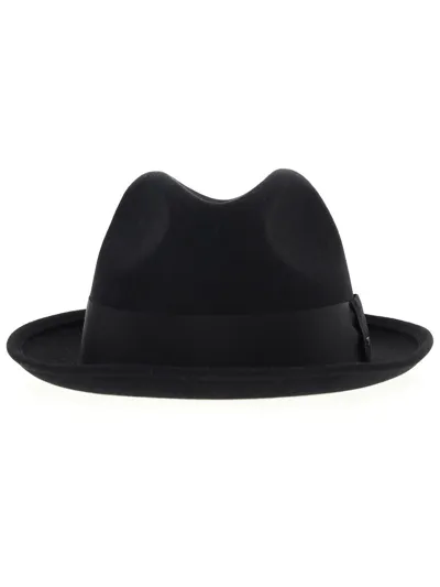 Saint Laurent Logo Plaque Fedora Hat In Black