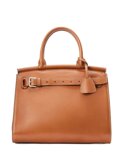 Ralph Lauren Medium Luxe Leather Tote In Brown