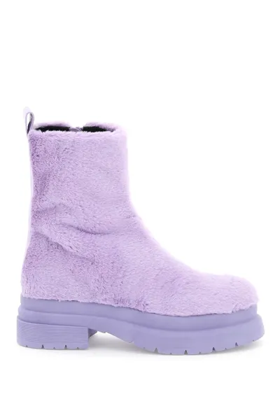 Jw Anderson J.w. Anderson Faux Fur Ankle Boots In Purple