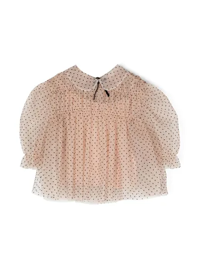 Philosophy Di Lorenzo Serafini Kids' Polka-dot Tulle Blouse In Pink