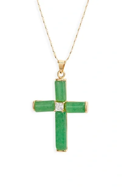 Child Of Wild Giovanni Jade Cross Pendant Necklace In Gold