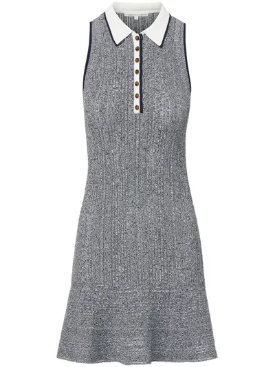 Veronica Beard Nyle Stretch-knit Polo Mini Dress In Navy Multi