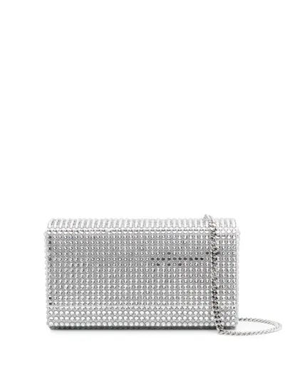 Amina Muaddi Superamini Paloma Clutch Bag In Grey