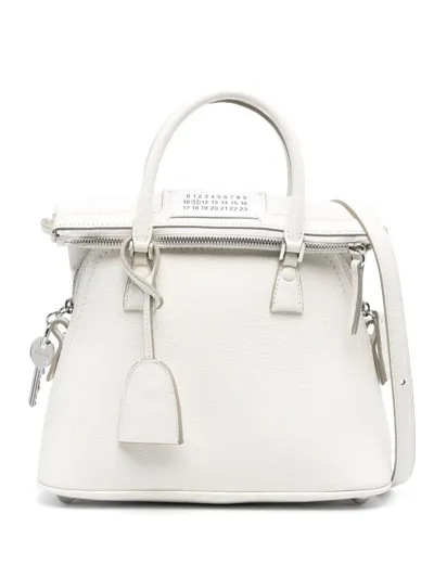 Maison Margiela Mini 5ac Leather Tote Bag In White