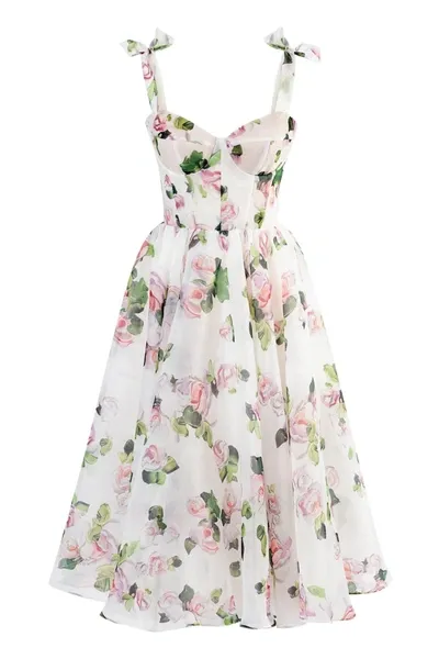 Milla Tender Floral Midi Tie-strap Dress In Apple Blossom