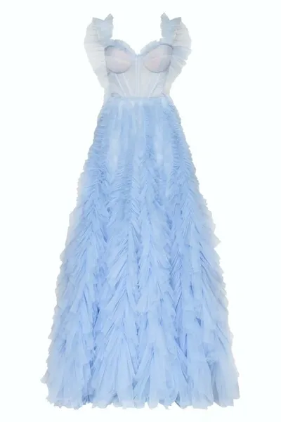 Milla Light Blue All Ruffled Up Evening Fluffy Dress