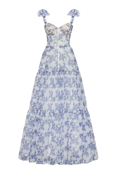 Milla Blue Hydrangea Tender Tie-strap Maxi Dress