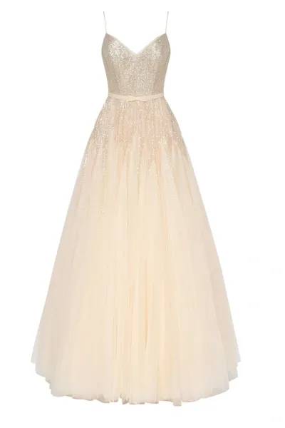 Milla Melon Fitted Maxi Tulle Dress Sprinkled With Glitter