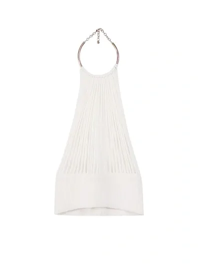 Krizia Cotton Blend Top With Metal Detail - Atterley In White