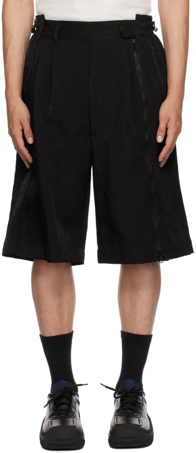 Y's Black Paneled Shorts In 3 Black