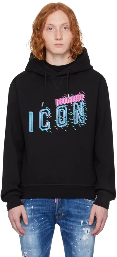 Dsquared2 Icon-print Cotton Hoodie In Black