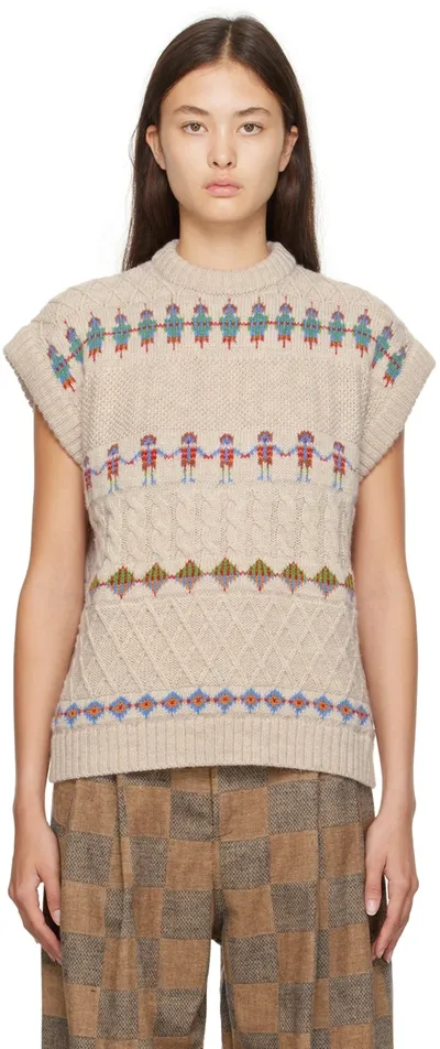 Henrik Vibskov Beige Jack Vest In Beige Multi Knit