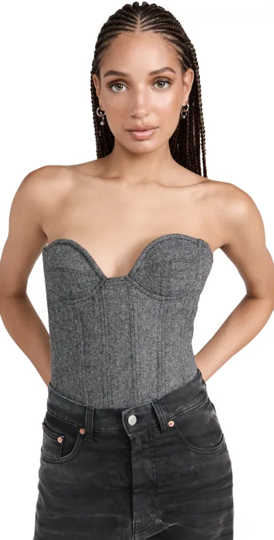 Rokh Sweetheart Wool Bustier Top In Black