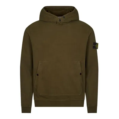 Stone Island Logo Patch Hoodie In Green