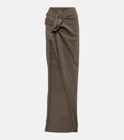 Rick Owens Drkshdw Cotton Maxi Skirt In Brown