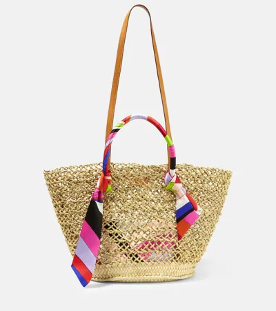 Pucci Straw Tote Bag In Multicoloured