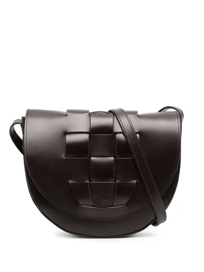 Hereu Sinia Woven Leather Saddle Crossbody Bag In Black