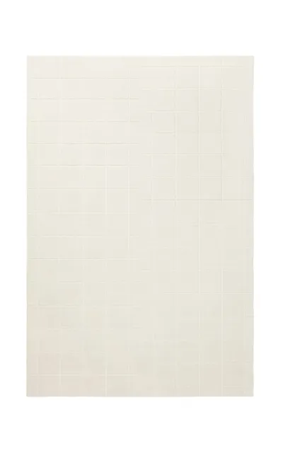 Nordic Knots Grid By ; Hand Loomed Area Rug In Dusty White/cream; Size 5' X 8' In Off-white