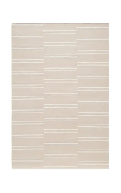 Nordic Knots Stripes By ; Flatweave Area Rug In Sand/cream; Size 6' X 9' In Taupe