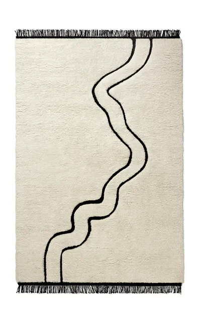 Nordic Knots River By ; Shaggy Area Rug In Mud White; Size 6' X 9' In Off-white