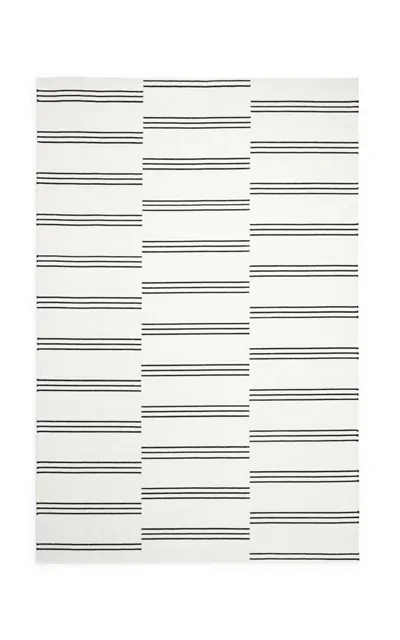 Nordic Knots Stripes By ; Flatweave Area Rug In Cream/black; Size 2.5' X 16' In Off-white