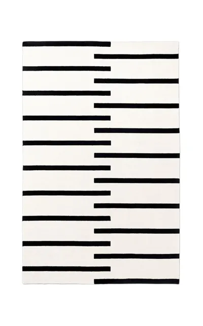 Nordic Knots Tiger By ; Flatweave Area Rug In Cream/black; Size 9' X 12' In Off-white