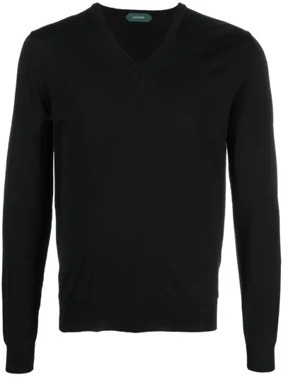 Zanone V Neck Pullover In Blue