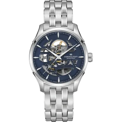 Hamilton Jazzmaster Skeleton Auto In Blue/silver