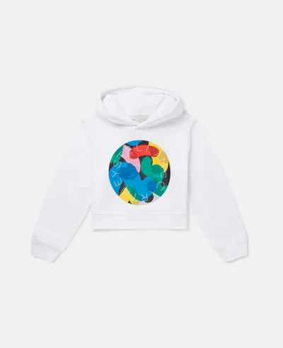 Stella Mccartney Kids' Logo Graphic Pop Cropped Hoodie In Silver