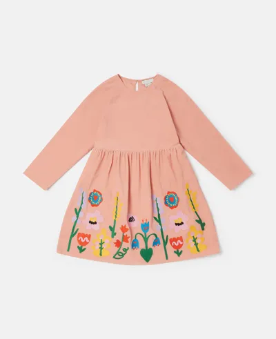 Stella Mccartney Flower Embroidery Skater Dress In Red Multicolour