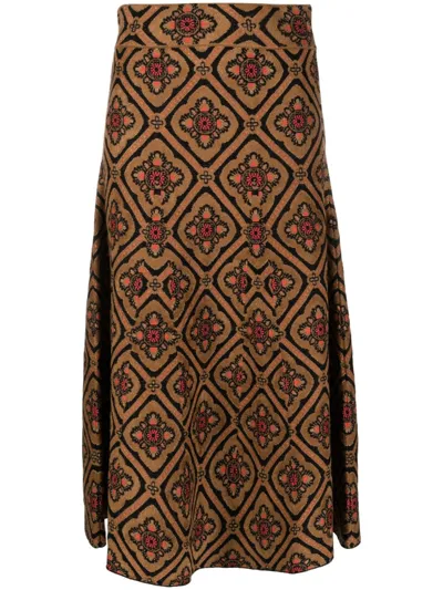 Etro Midi Skirt Jacquard In Black