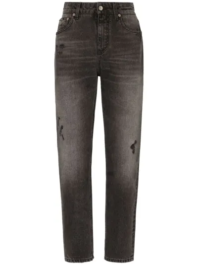 Dolce & Gabbana High-waisted Boyfriend Jeans In Grey