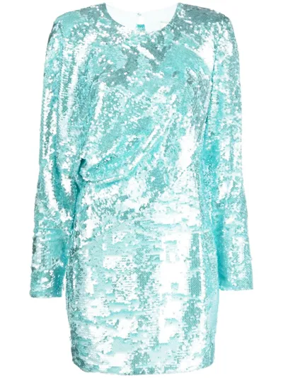 Roland Mouret Long Sleeve Sequin Mini Dress In Blue