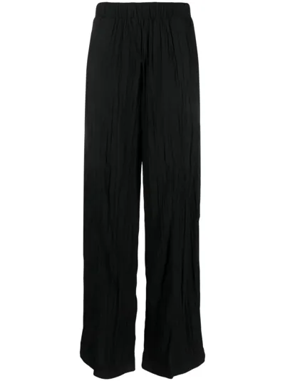 Calvin Klein Straight-leg Plissé Trousers In Black