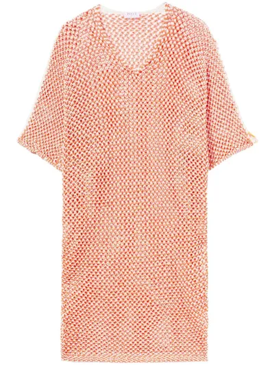 Pucci Crochet-knit Cotton Beach Dress In Orange