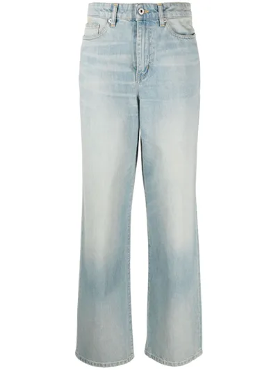 Kenzo Logo-appliqué Wide-leg Jeans In Blue