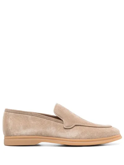 Eleventy Slip-on Suede Loafers In Neutrals