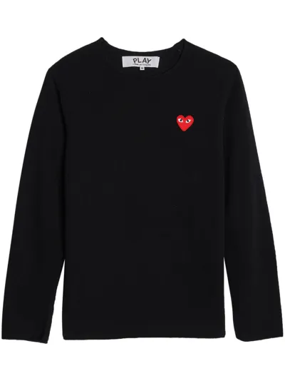 Comme Des Garçons Play Comme Des Garcons Play Mens Black Overlap Heart-print Cotton-jersey Top