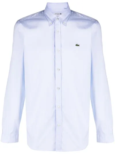 Lacoste Logo-patch Cotton Shirt In Blue