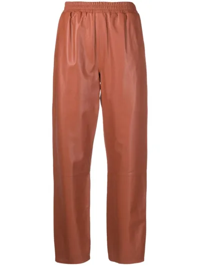 Arma Straight-leg Leather Trousers In Orange