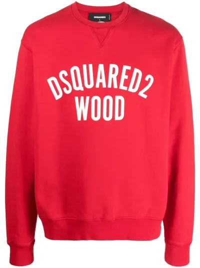 Dsquared2 Logo-print Cotton Sweatshirt In Red