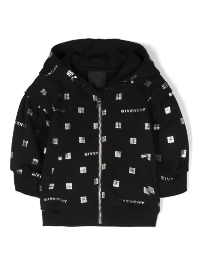 Givenchy Babies' Metallic-logo Print Cotton Hoodie In Black