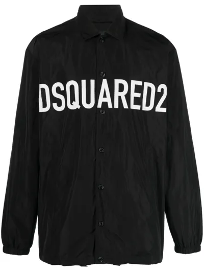 Dsquared2 Logo-print Shirt Jacket In Black