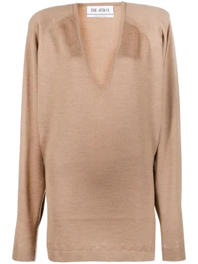 Attico The  Woman Camel Wool Bequiri Sweater In Brown