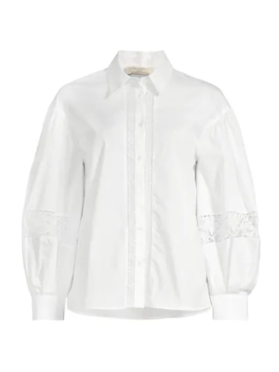 Weekend Max Mara Lace-trim Shirt In Optical White