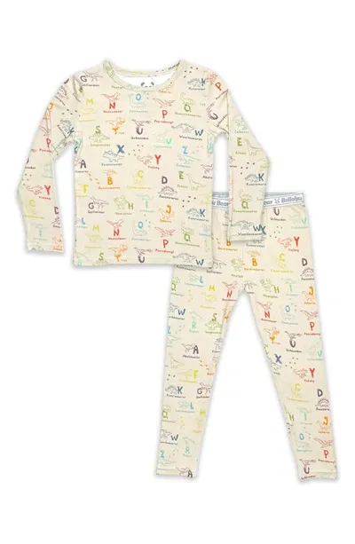 Bellabu Bear Kids' Toddler| Child Unisex Dino Abc's Set Of 2 Piece Pajamas In Beige