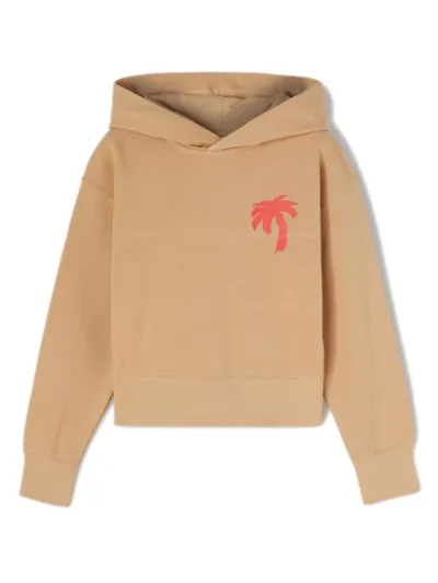 Palm Angels Kids' Hoodie Mit Camouflage-print In Beige