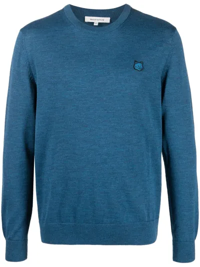 Maison Kitsuné Long-sleeve Wool Jumper In Blue