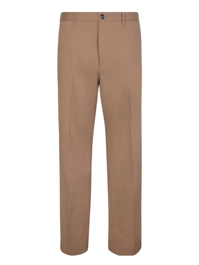 Nine In The Morning Taupe Slim Trousers In Brown